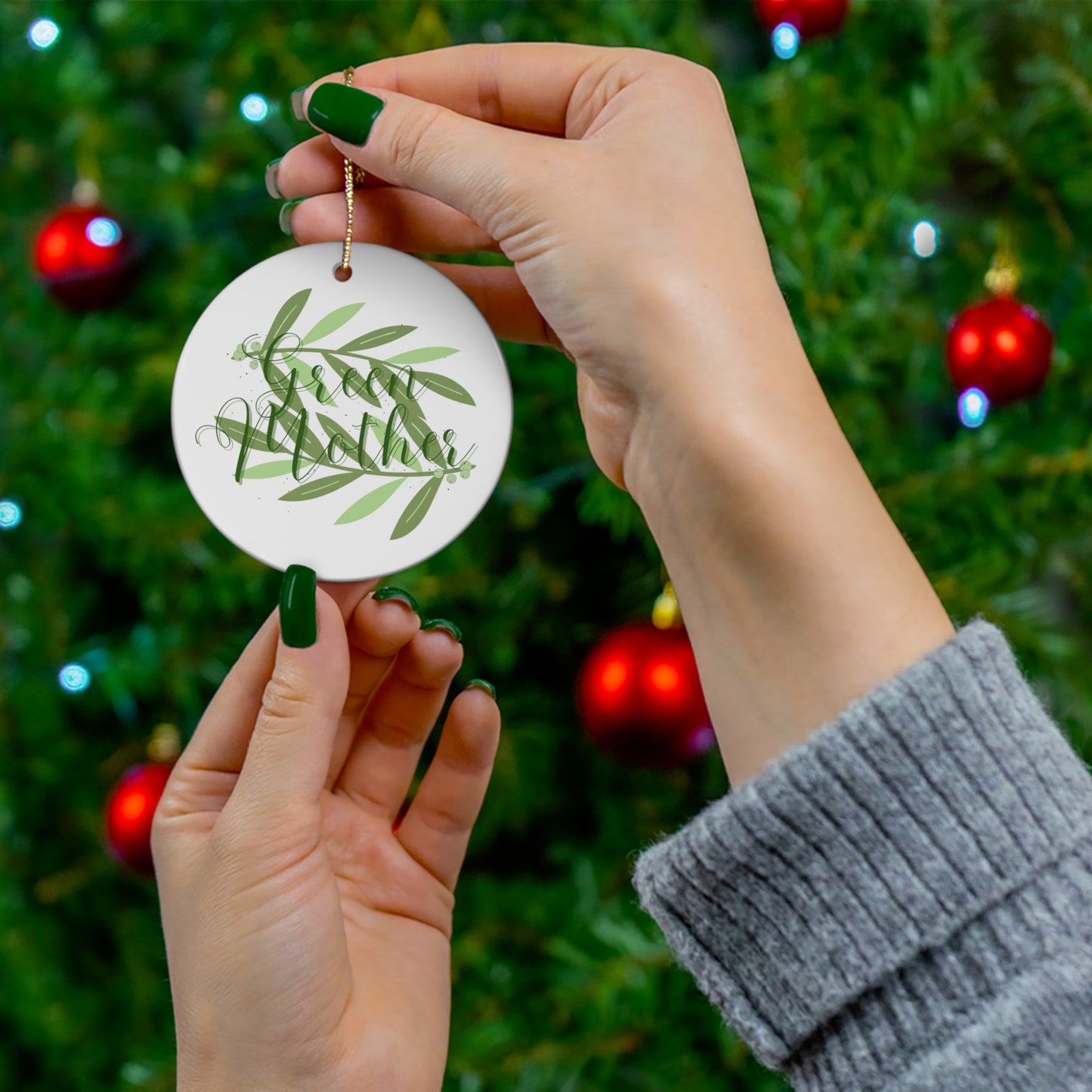 "Green Mother" Ceramic Ornament