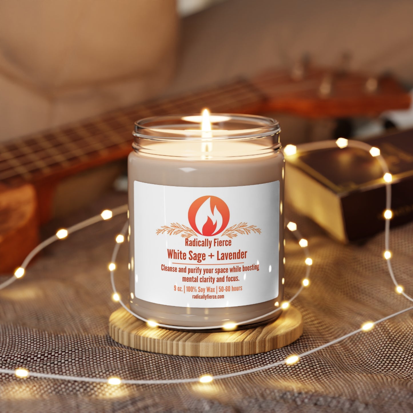 White Sage + Lavender Scented Soy Candle, 9oz