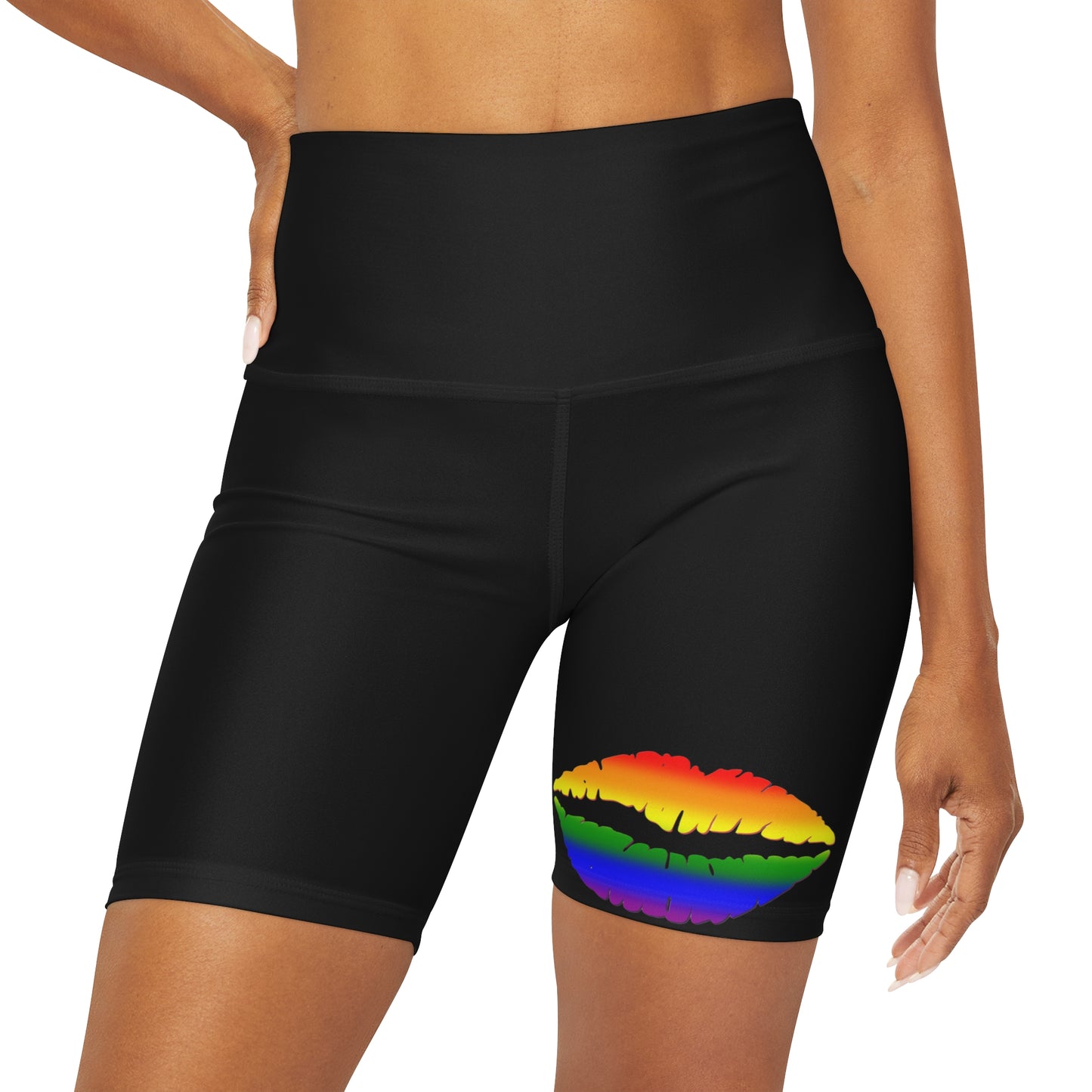 "PROUD Lips" High Waisted Yoga Shorts