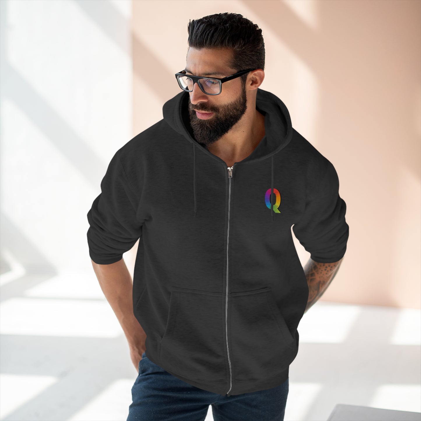 "Q" Unisex Premium Full Zip Hoodie