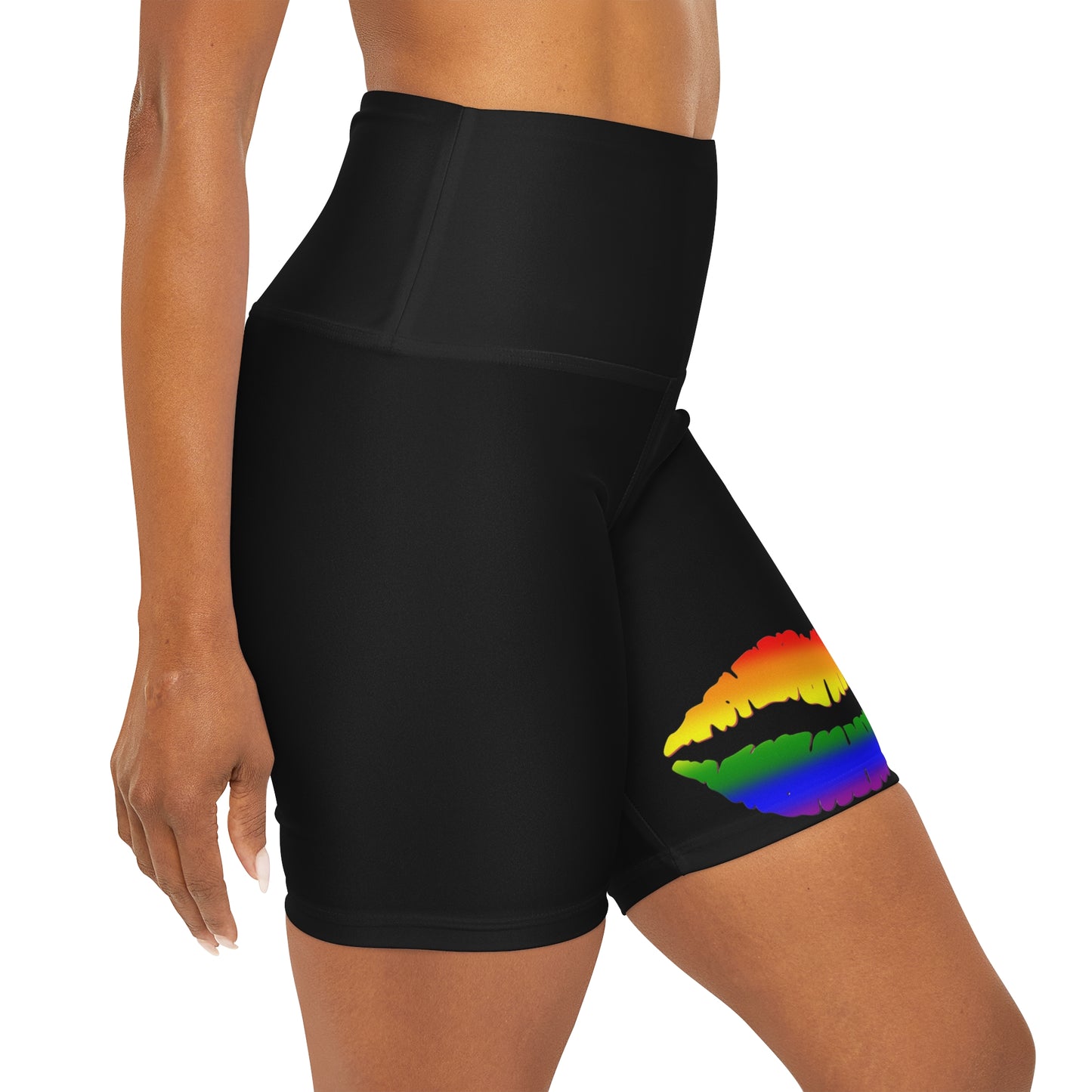 "PROUD Lips" High Waisted Yoga Shorts