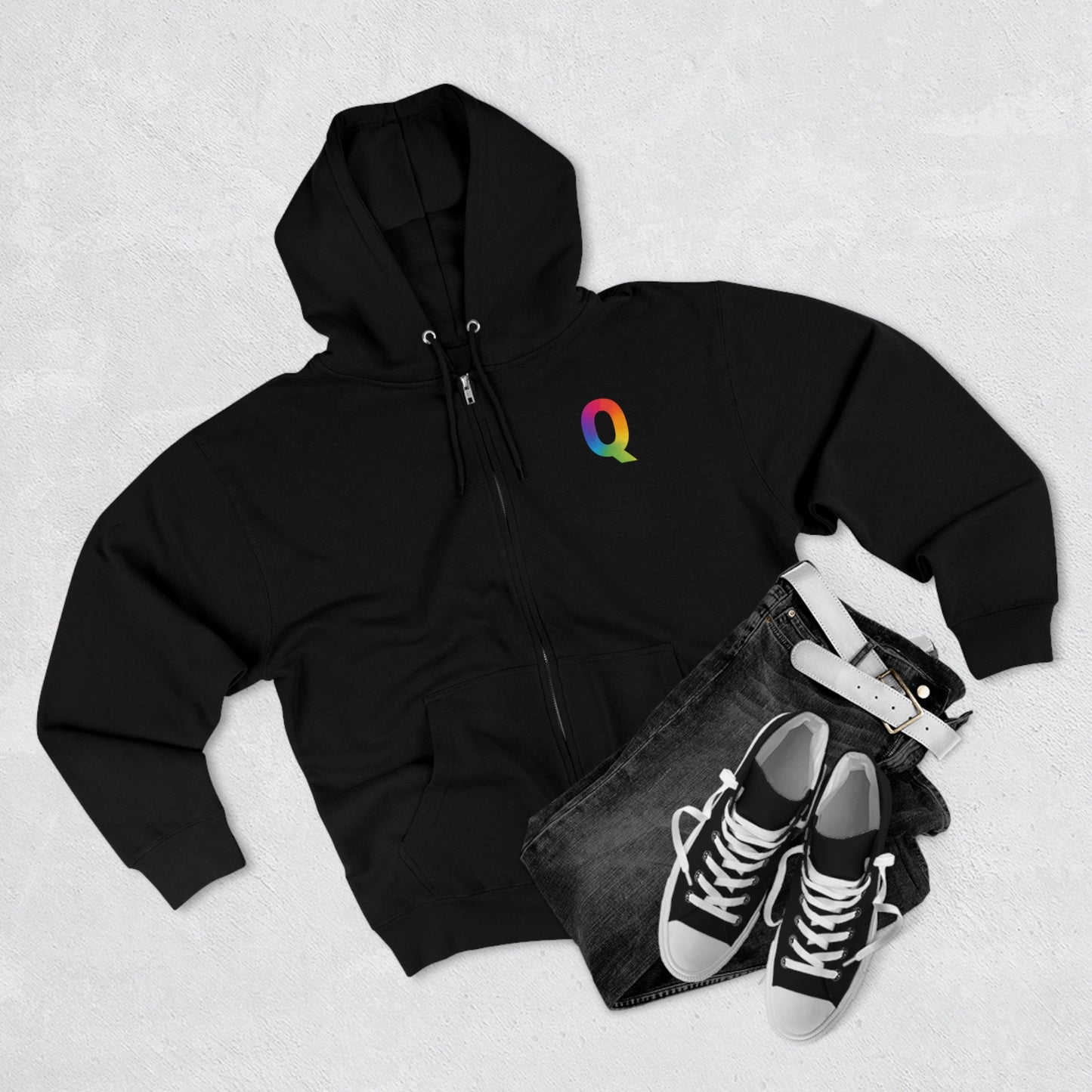 "Q" Unisex Premium Full Zip Hoodie