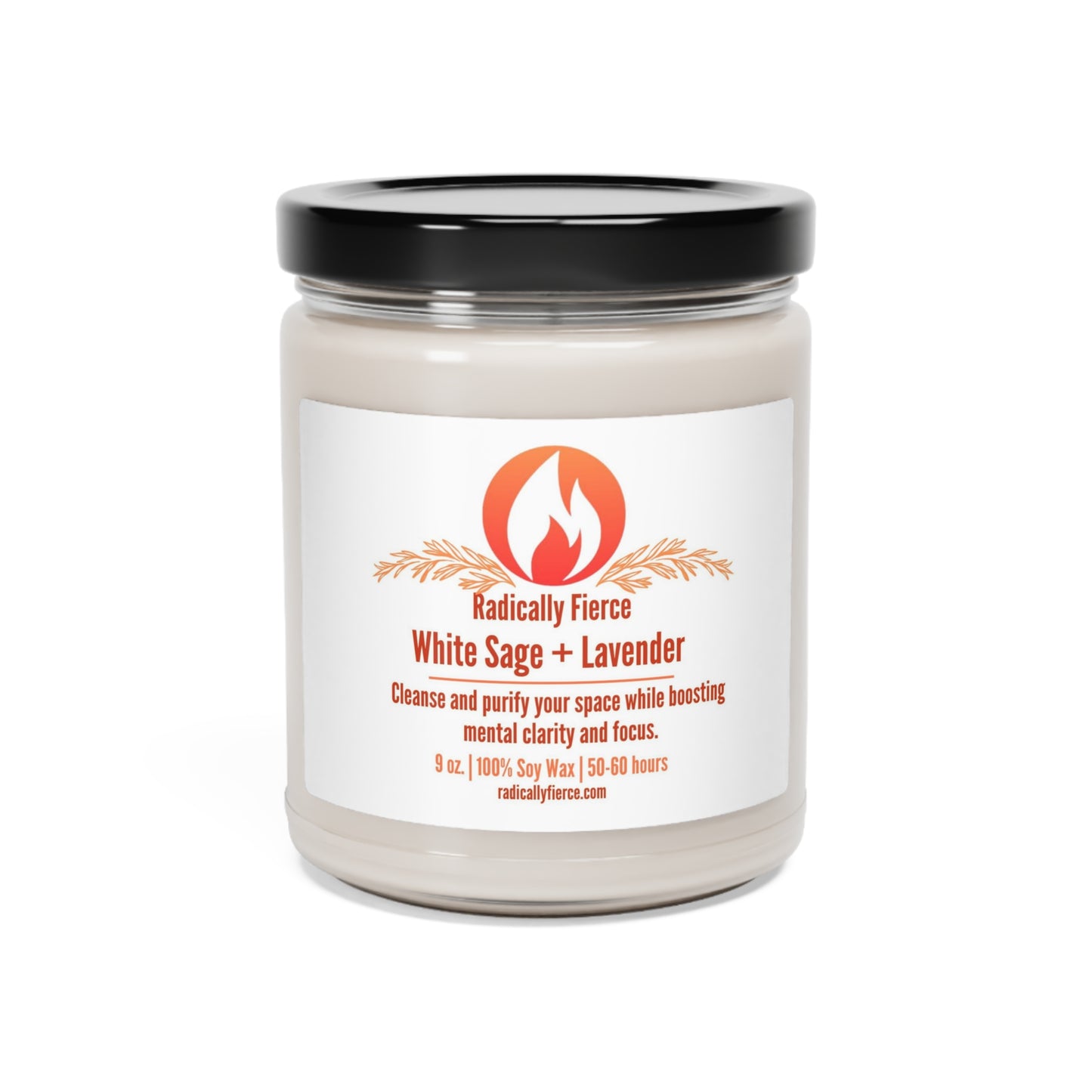 White Sage + Lavender Scented Soy Candle, 9oz