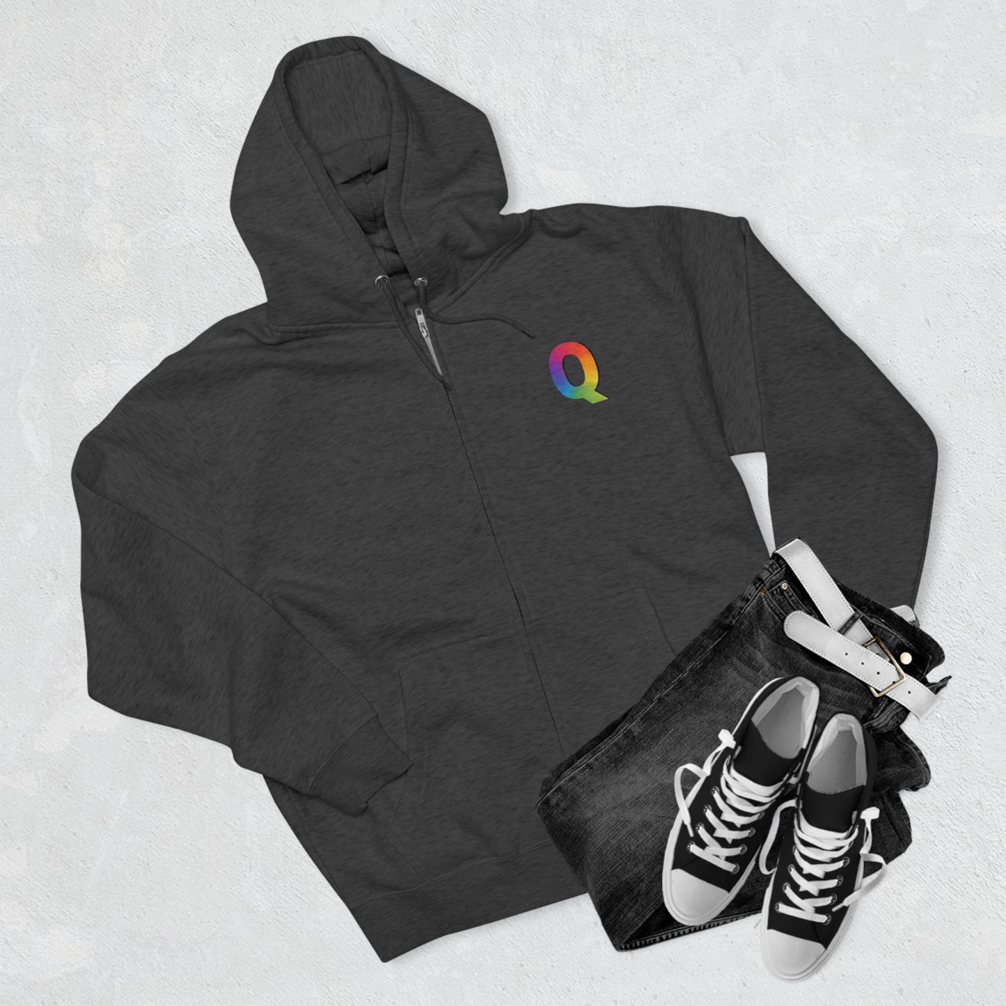 "Q" Unisex Premium Full Zip Hoodie